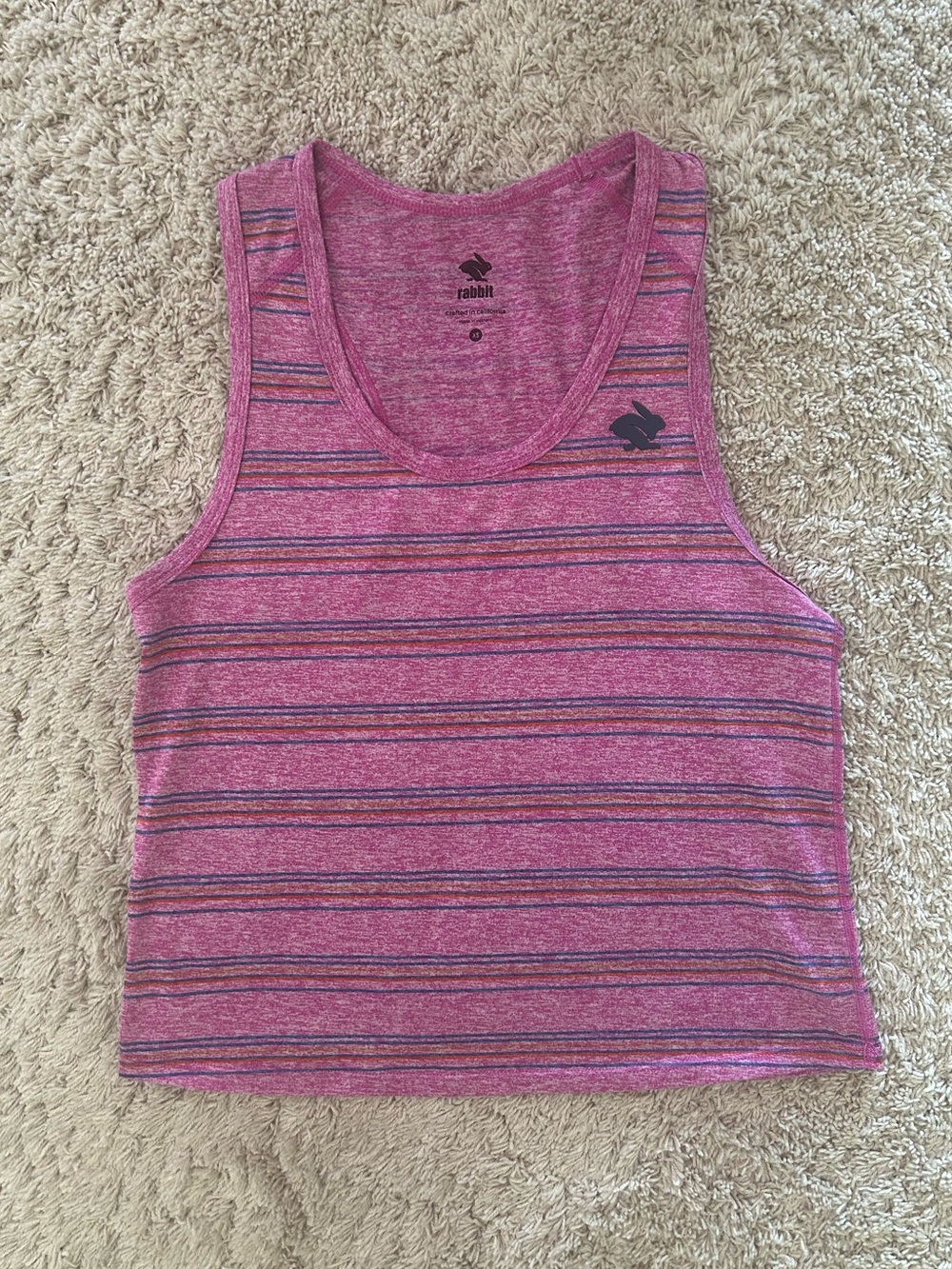 Rabbit EZ Cropped Tank, Pink Striped XS - Picture 2 of 8